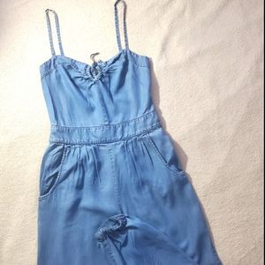 Bebe Chambray Spaghetti Strap Jumpsuit
